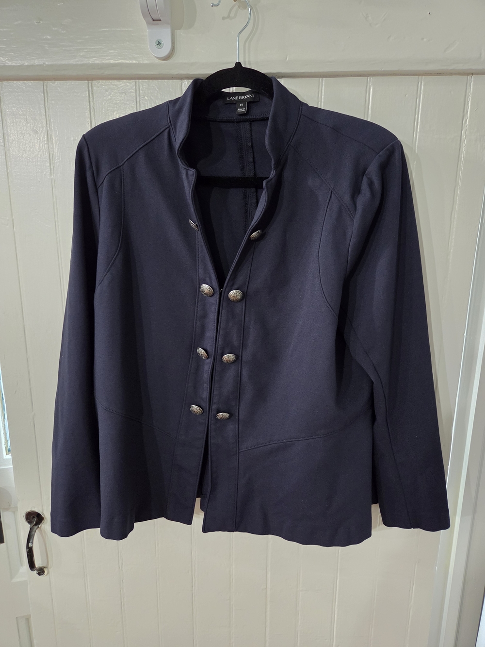Lane Bryant Navy Military-Style Double-Breasted Blazer